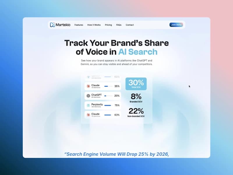 Cover image for Brand & Landing Page For Martekio