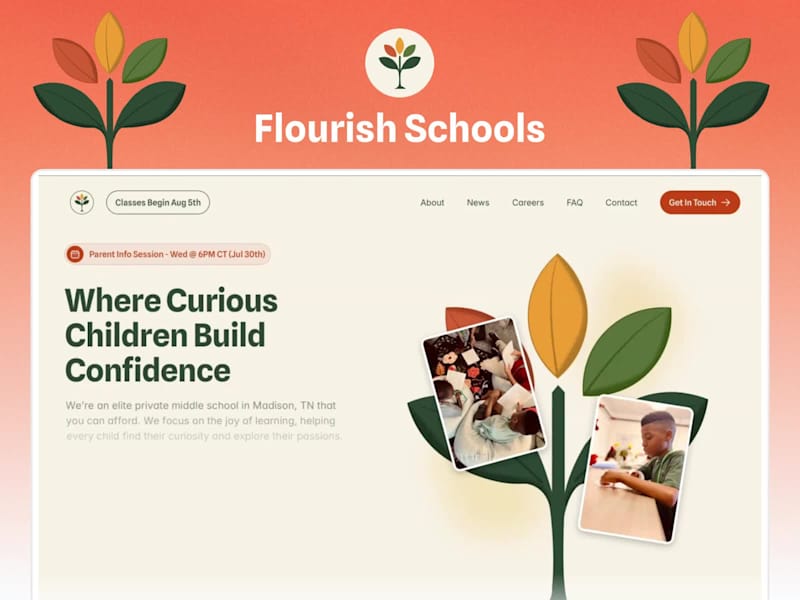 Cover image for Flourish Schools | Framer Website Redesign to Boost Trust