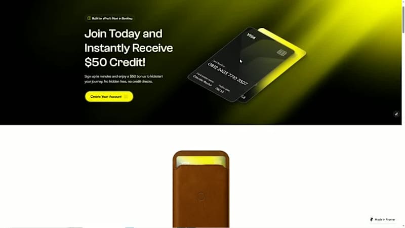 Cover image for Framer Jaune Bank Landing Page
