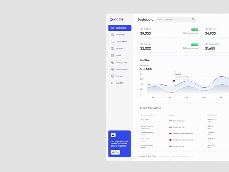 Cover image for Finance Dashboard UX/UI – Data-Heavy Interface