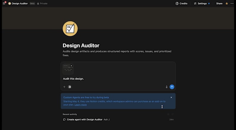 Cover image for Design Auditor Agent for Notion.
Design