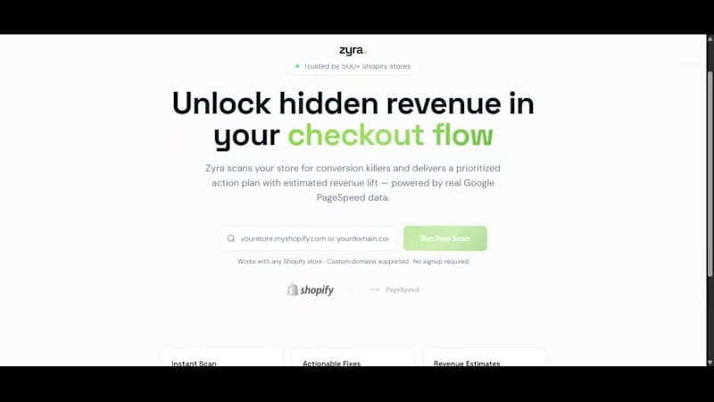 Cover image for Zyra — Shopify CRO Audit Tool Zyra is a web-based CRO audit ...