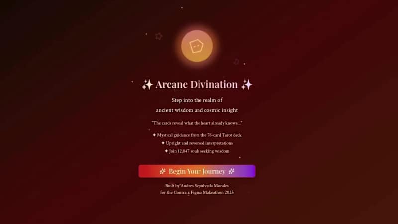 Cover image for Arcane Divination: A Tarot Reading Application - Figma Makeathon