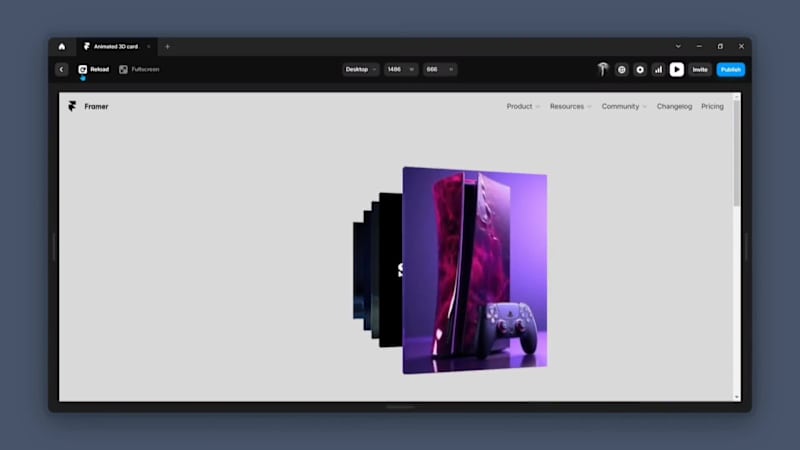 Cover image for 3D ANIMATED PS5 CARDS. Made in Framer.