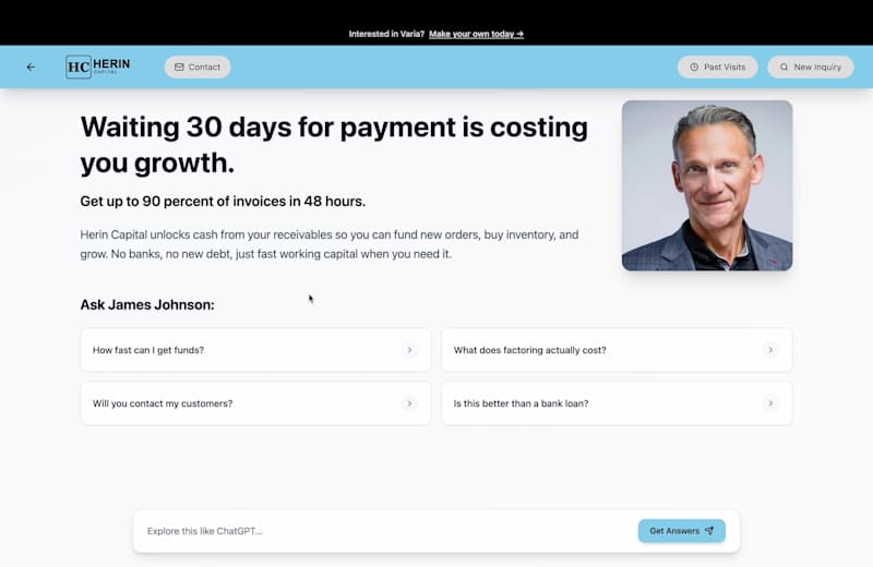 Cover image for Varia: AI Sales Agent Platform (20% Conversion, $100K ARR) B...