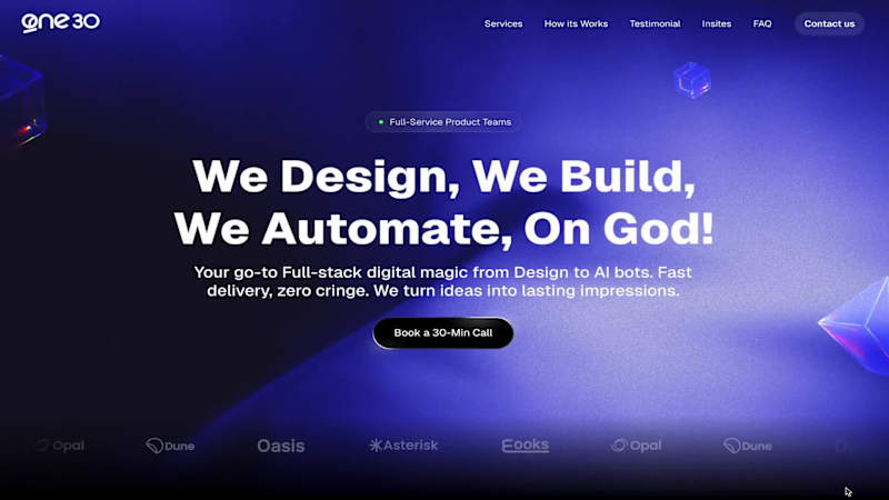 Cover image for Framer Website Interactions. See full website at one30.co (h...