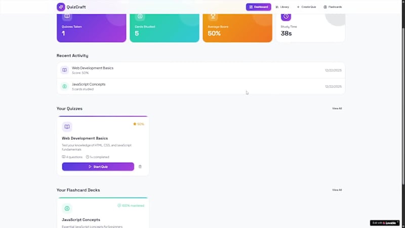 Cover image for Built a full-stack web app for creating & studying with inte...