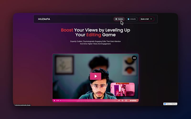 Cover image for I made this website in Webflow to showcase my Video Editing ...