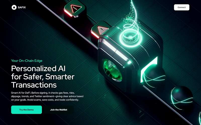 Cover image for Safix web3 Landing page web design 3D animation