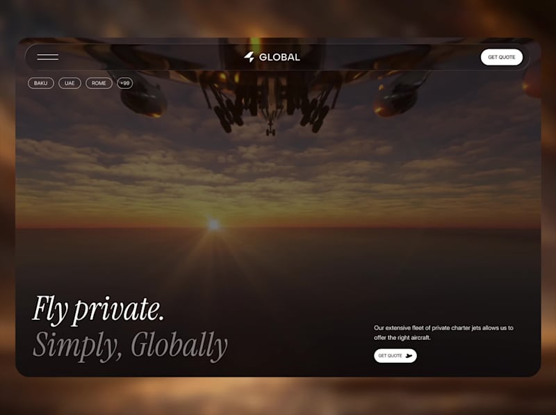 Cover image for A premium hero section design for a private jet charter plat...