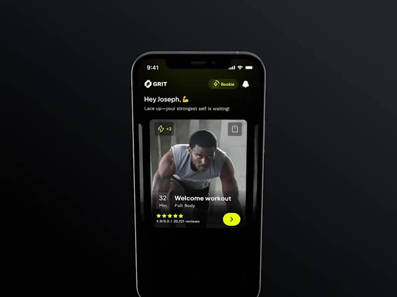 Cover image for GRIT Fitness App Home Screen Design