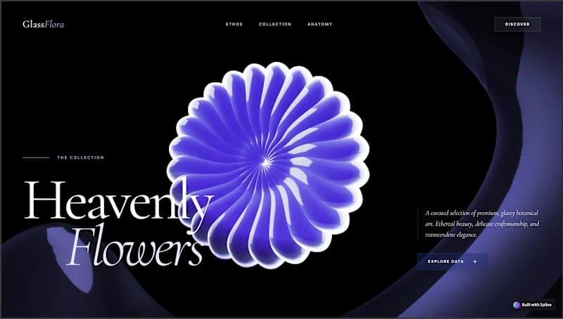 Cover image for Glass Flora Hero Section with Spline Animation