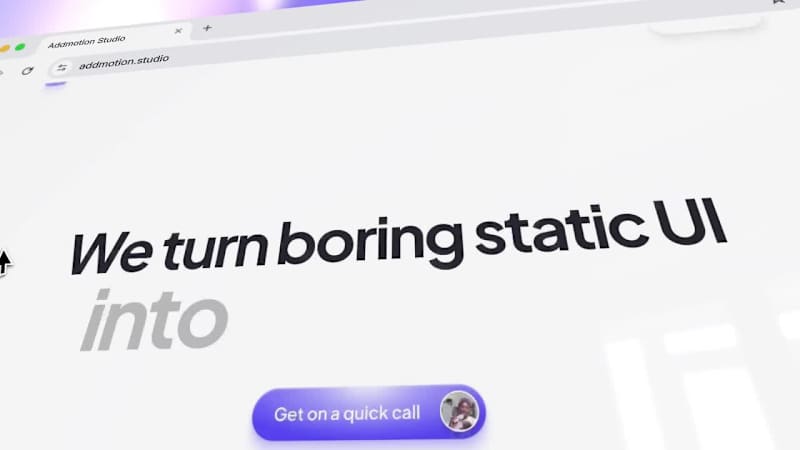 Cover image for Addmotion Studio brand design, web design and framer dev