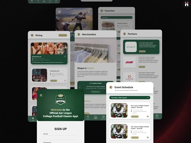 Cover image for Aer Lingus College Football Classic App - UI/UX Design & Dev