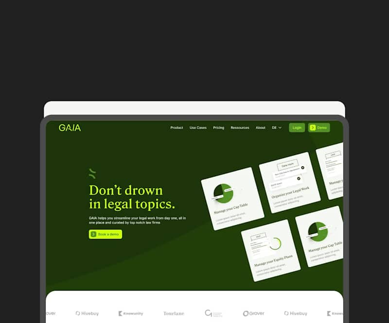 Cover image for A branding, UI design, and Webflow project for a German lega...