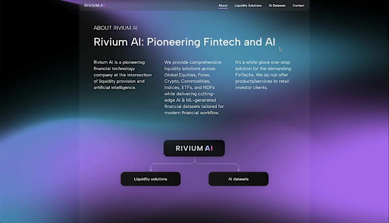 Cover image for A smooth, cinematic scroll through Rivium AI website — blend...