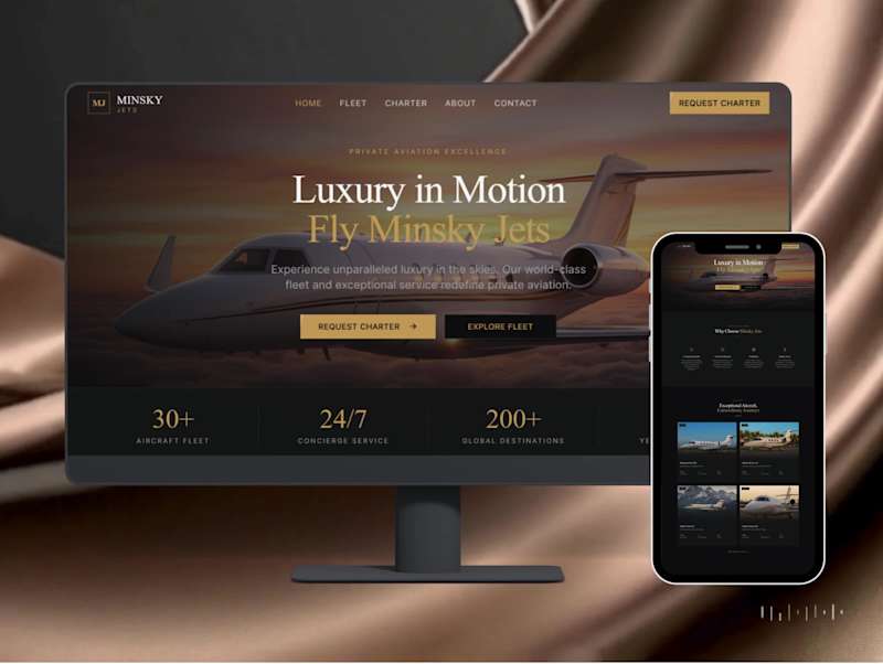 Cover image for Custom Website Design for Luxury Private Aviation Brand