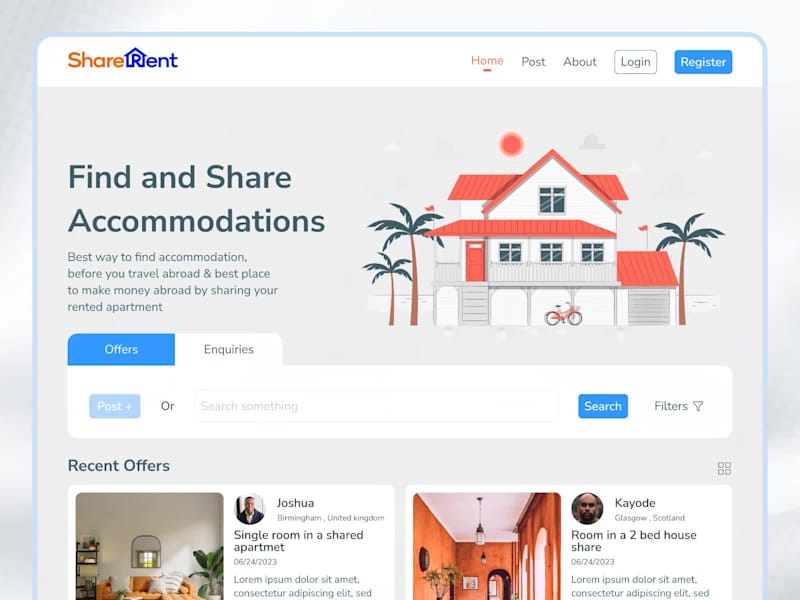 Cover image for ShareRent - Apartment Sharing platform for Migrants