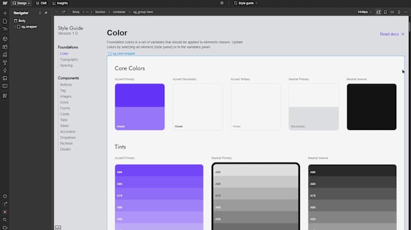 Cover image for Style guide inside Webflow