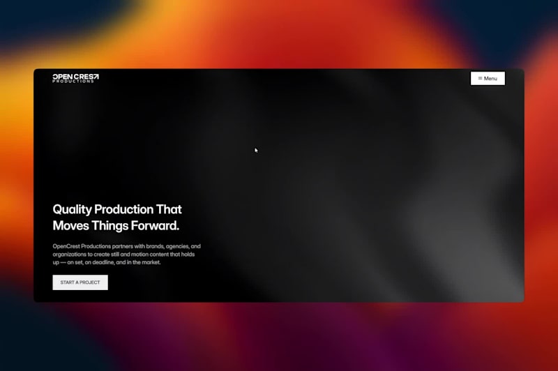 Cover image for OpenCrest Productions Framer Website Design