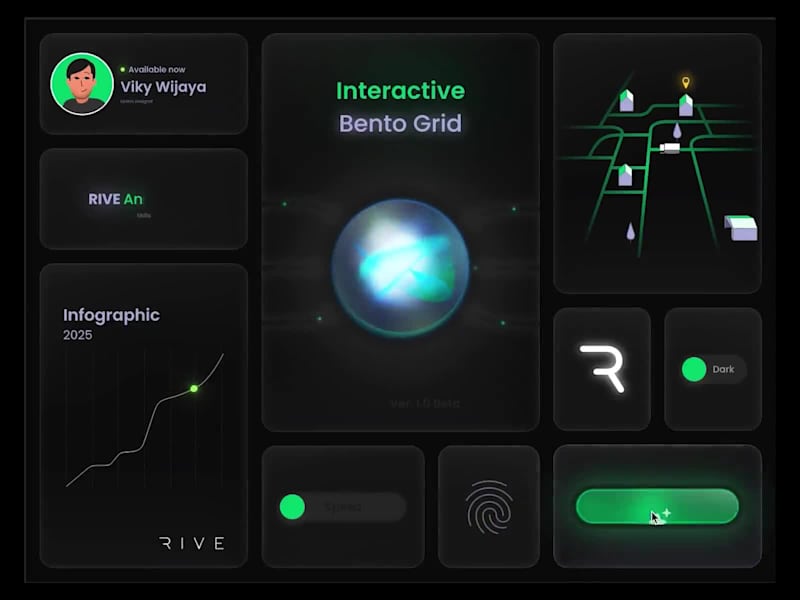 Cover image for Interactive Bento Grid | RIVE Animation