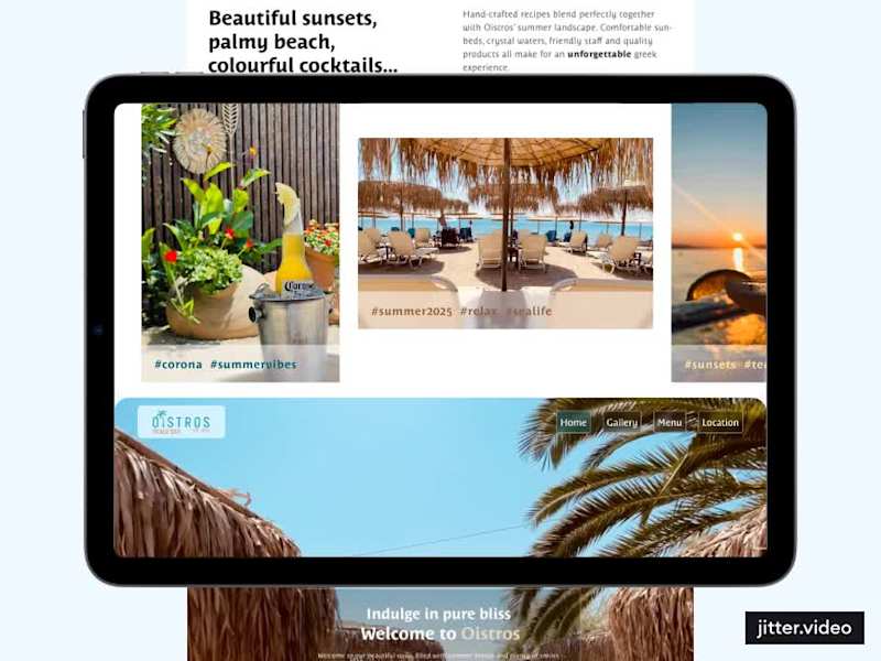 Cover image for Oistros Beach Bar landing page design