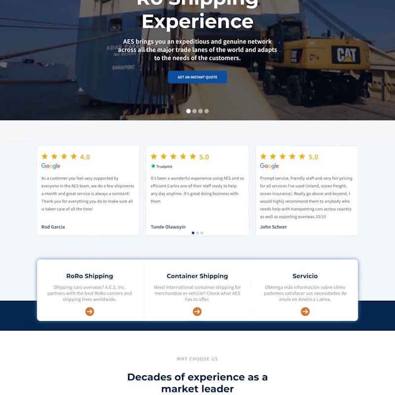 Cover image for AES Shipping – Corporate Shipping Service Website Build