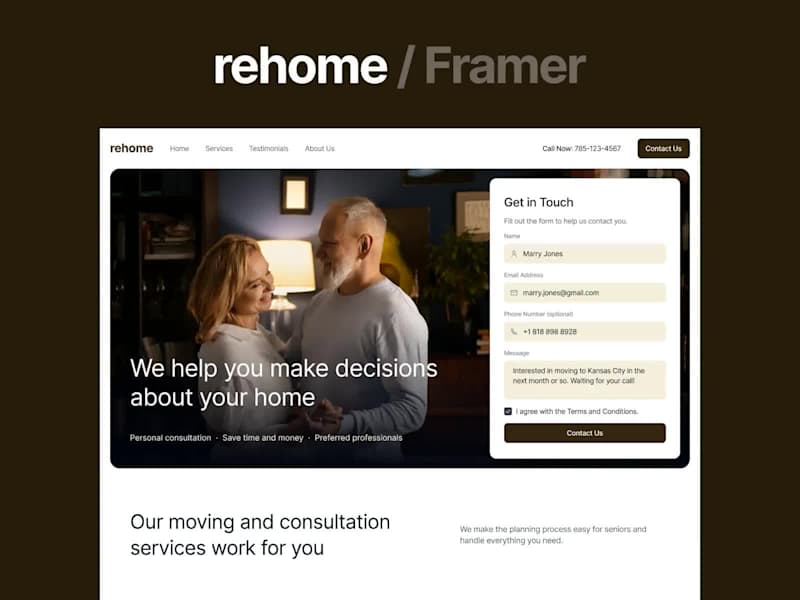 Cover image for rehome ‣ Figma to Framer Website