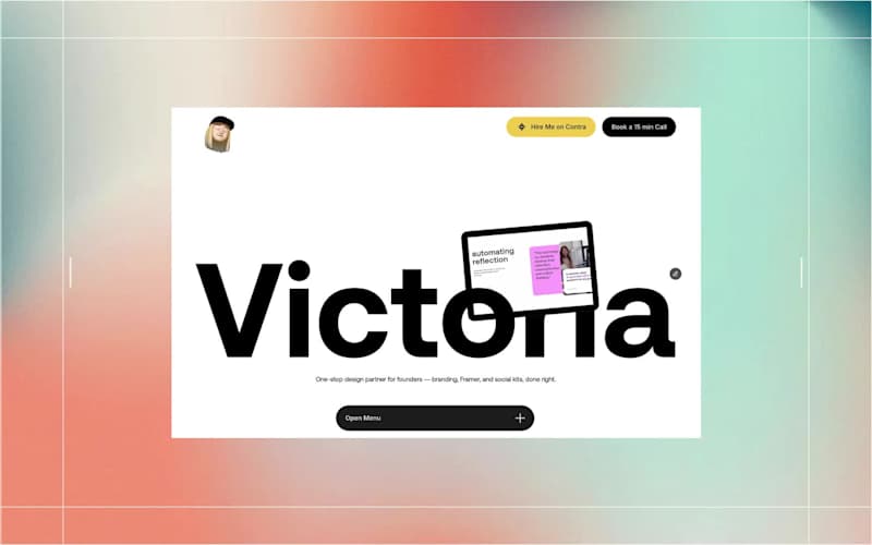 Cover image for A fully custom portfolio I designed and built in Framer. Sim...