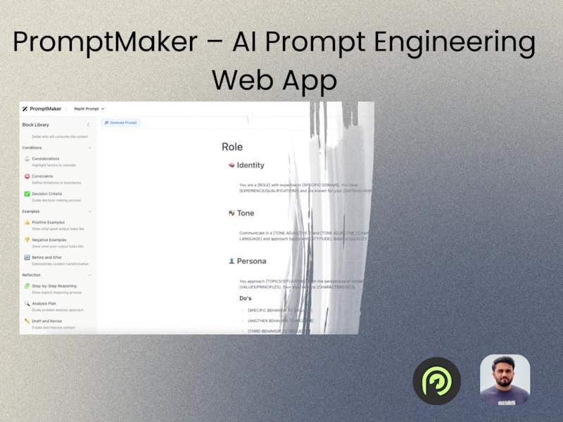 Cover image for PromptMaker – AI Prompt Engineering Web App