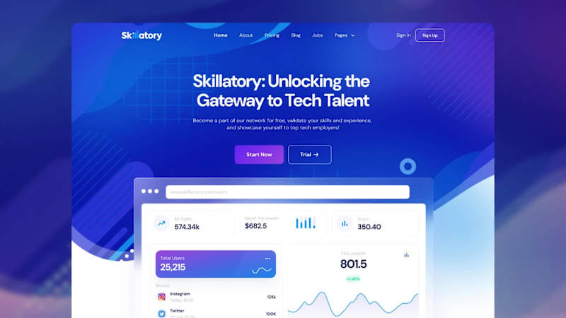 Cover image for Early hero design for a skills-first tech platform 🚀