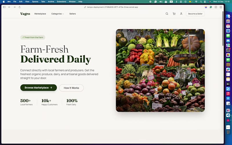 Cover image for Just built a new AgroTech marketplace powered by @tempo_labs...