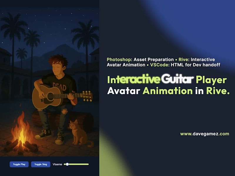 Cover image for Interactive Guitar Player Avatar Animation in Rive