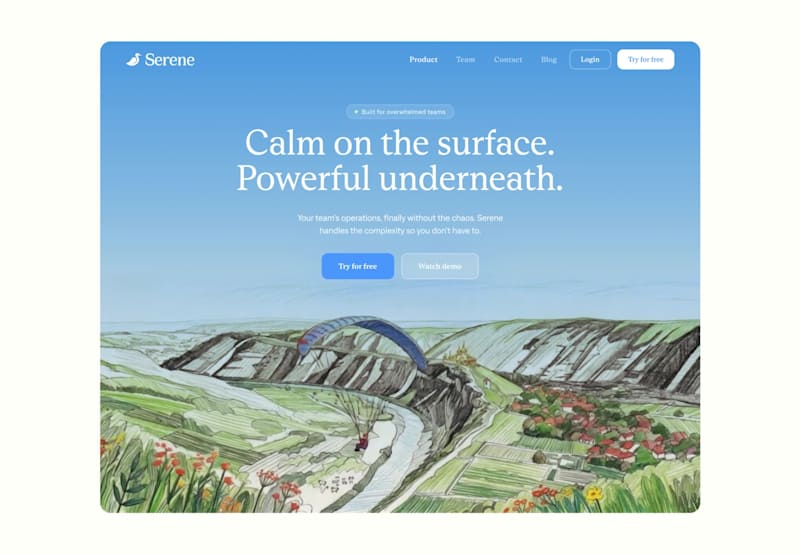 Cover image for Hero section exploration for Serene,