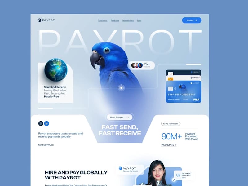 Cover image for PAYROT - Website UI/UX design, Landing page, ui ux