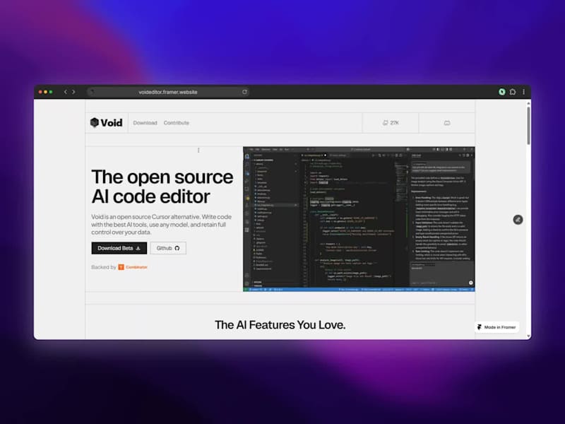 Cover image for Void Editor Website Redesign - Framer