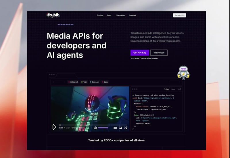 Cover image for Developer-First Media API Website UX/UI Landing page design