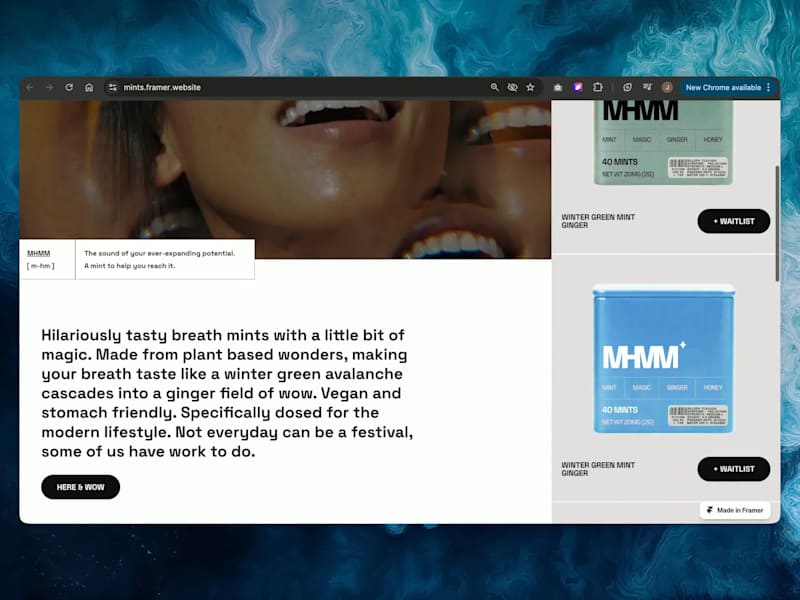 Cover image for Mhmm Mints - E-commerce Landing Page Framer Development