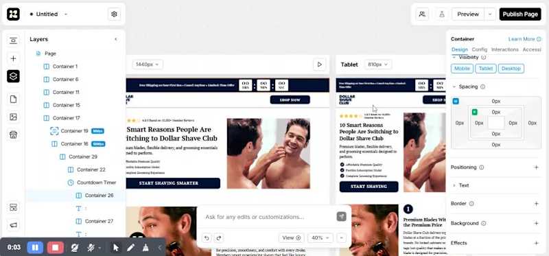 Cover image for Built a high-converting Dollar Shave landing page on Replo c...