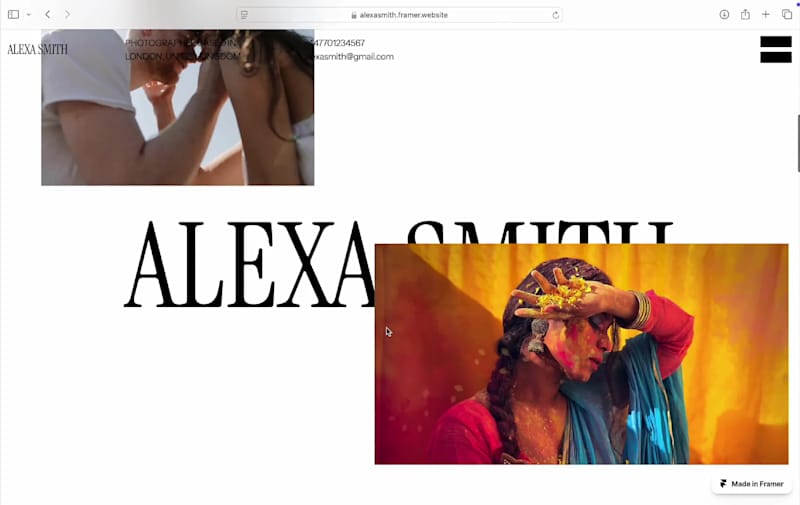 Cover image for Alexa Smith photography / Framer Portfolio Website