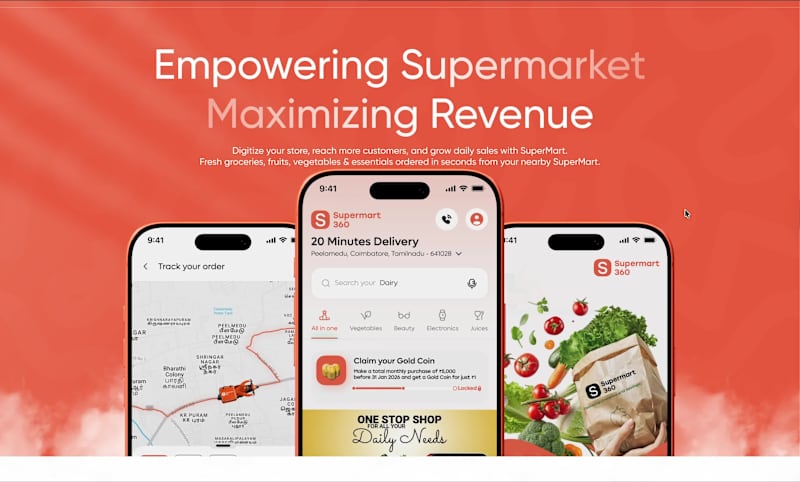 Cover image for Supermarket App & Landing Page Design
