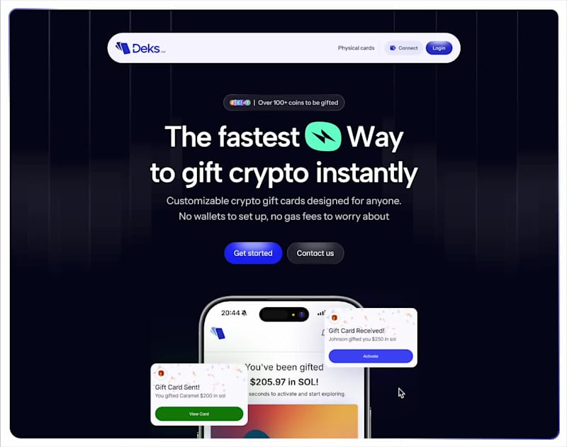 Cover image for Deks Crypto Gifting Platform Website Redesign