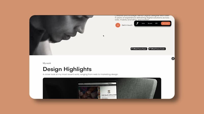 Cover image for Personal website built with framer.