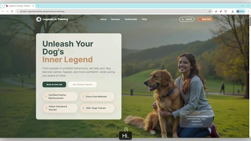 Cover image for Local Dog Training Service Landing Page Redesign