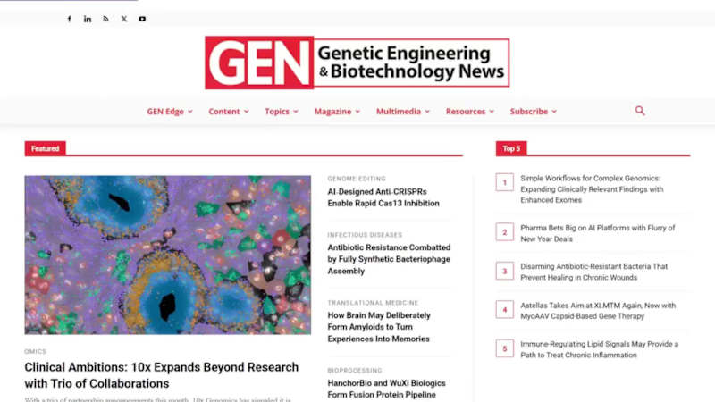 Cover image for Genetic Engineering and Biotechnology News
