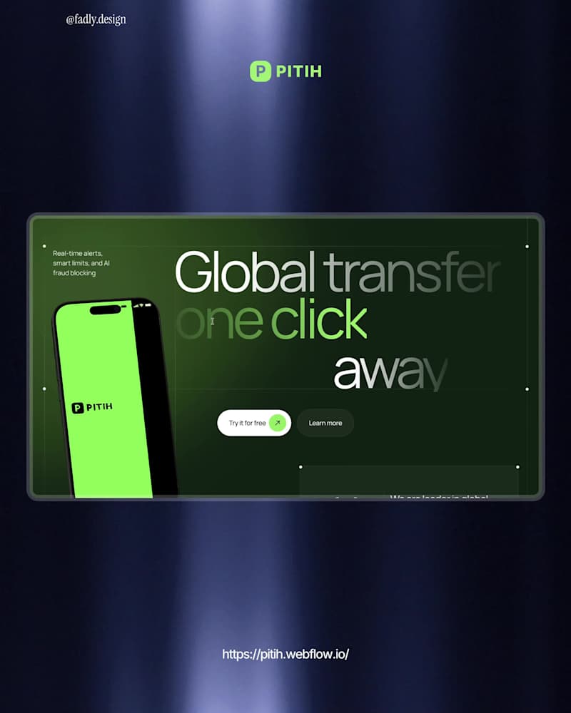 Cover image for PITIH is a Webflow project for global transfer platforms — b...