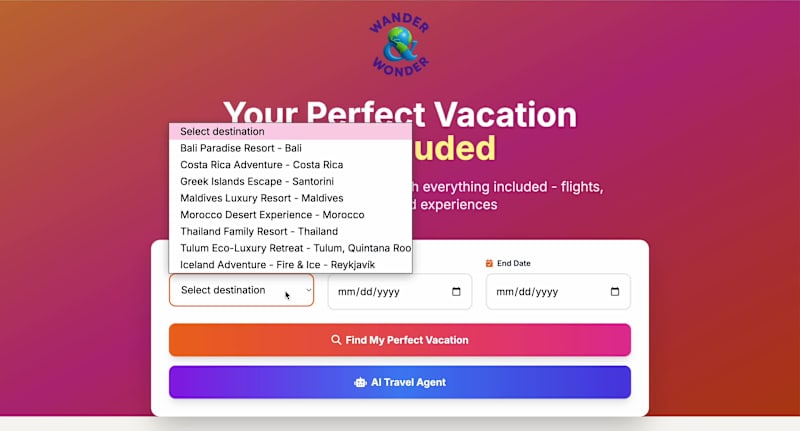 Cover image for Wander & Wonder is a full-featured web app designed to help ...