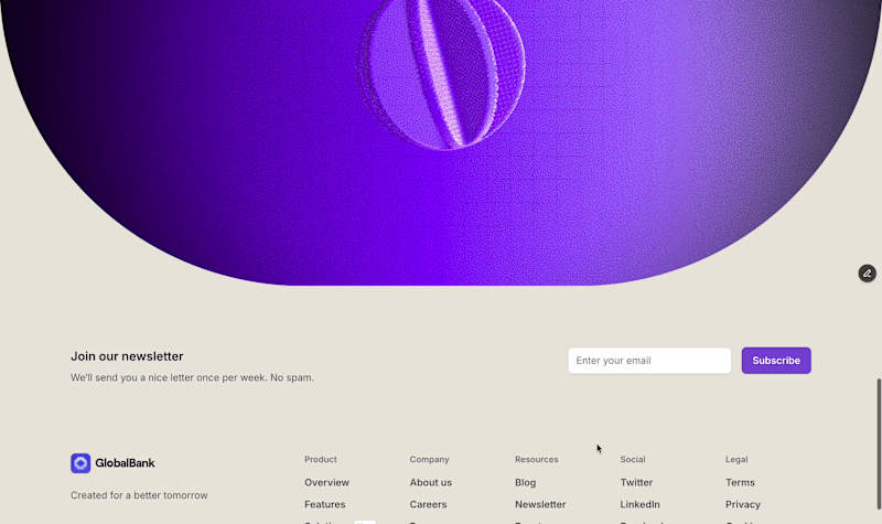 Cover image for footer design concept with Framer & Unicorn Studio