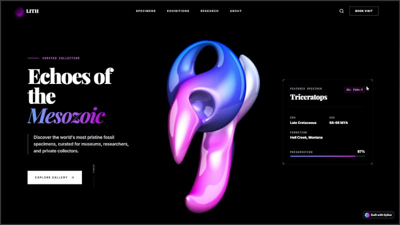 Cover image for Liquid Triceratops Hero – Interactive 3D Design