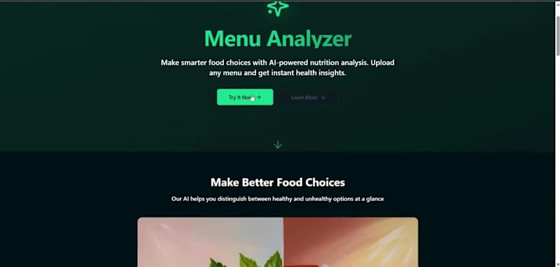 Cover image for Menu Analyzer AI App